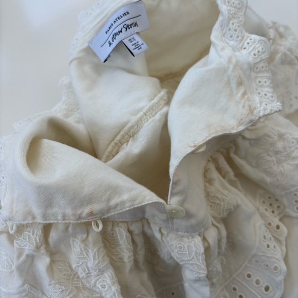 & Other Stories Women's Cream Embroidered Overlay Blouse Floral Eyelet Size 12 - Picture 9 of 11